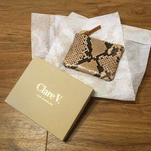Clare V. Coin Clutch in Tan Snake